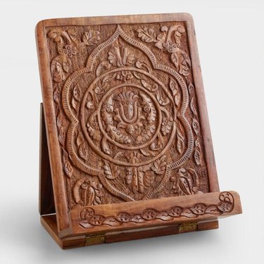 hand-carved tablet stand from World Market