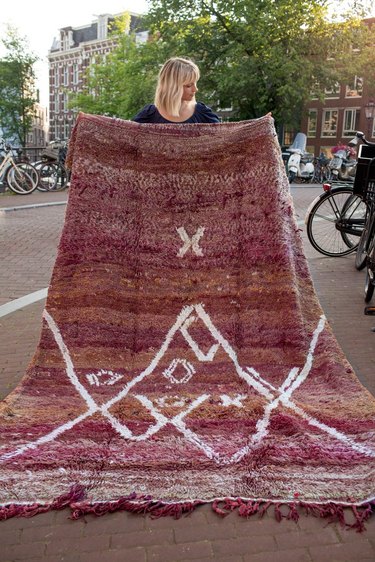 Vintage burgundy rug from Morocco