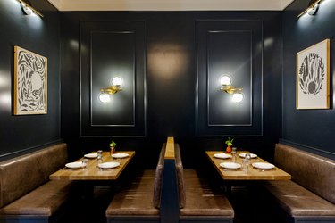 Bench seating at Canon, a restaurant in East Sacramento