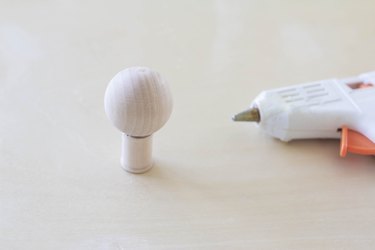 Gluing wood bead on top of wood spool