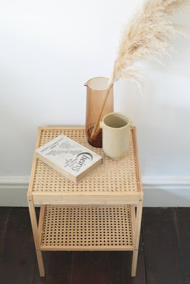 IKEA side table hack using cane material