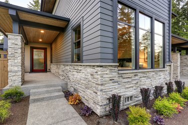 Stone veneer trim.