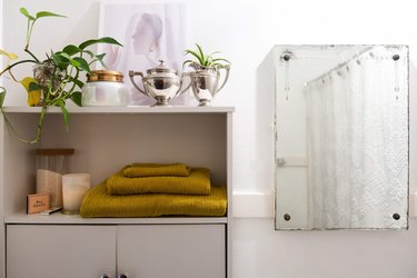 Bathroom mirror and shelves