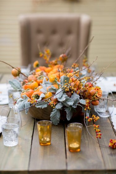 Thanksgiving centerpiece with persimmons