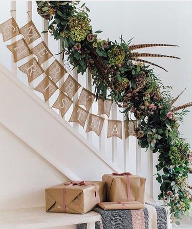 holiday decor on staircase