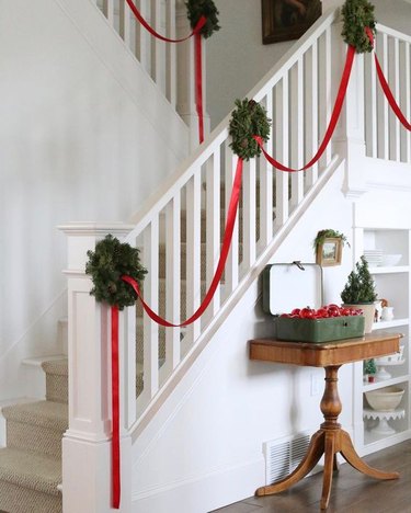 holiday decor on staircase