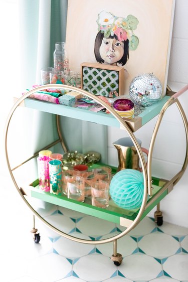 bar cart in an apartment for apartment decorating ideas