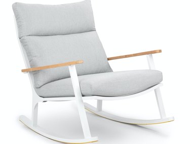Article contemporary rocking chair made with white powder coated frame and padded seat