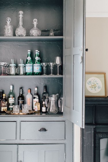 Cabinet with bar equiptment.