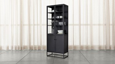 crate and barrel tall black freestanding kitchen cabinet