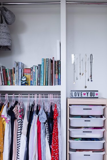 Organized closet in Meakins home