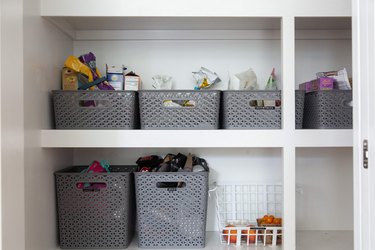 craft room organization ideas with bins in a closet