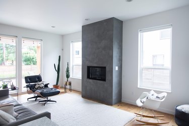 Cement fireplace in Meakins home