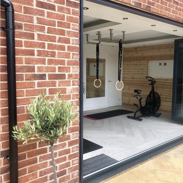 Small Garage Ideas with an At-home gym in a former garage