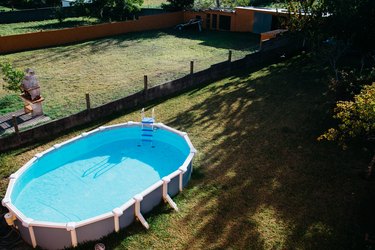 Swimming pool in the backyard