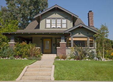 Stairs leading to craftsman house