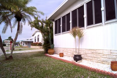 Mobile home front yard.