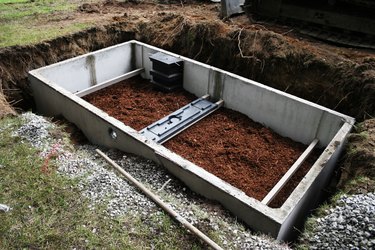 Septic system construction.