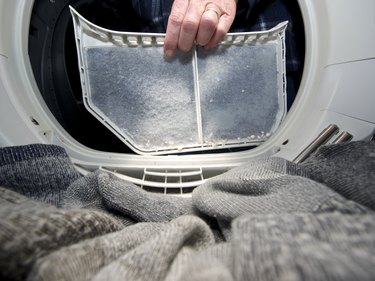 Clothes Dryer Lint Trap Removed to Clean from Inside Close-up