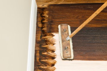 Dark Stain Application on New Oak Hardwood Floor