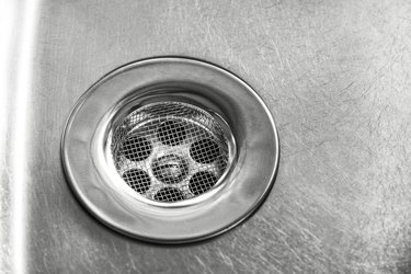 Drain in the sink with sieve