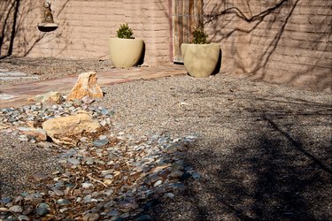 Southwest Xeriscape Entry and Adobe Wall, Full Frame Image