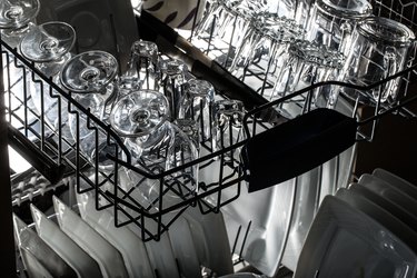 Dishwasher after cleaning process.