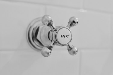 White Subway Tile Bathroom Hot Knob