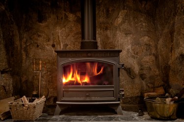 Cozy Fireplace With A Wood Burning Stove