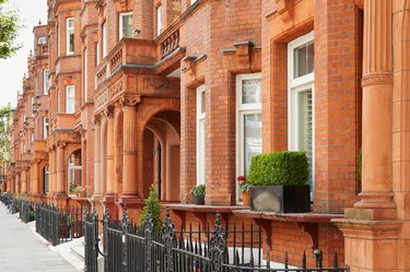 Red bricks houses in London, english architecture