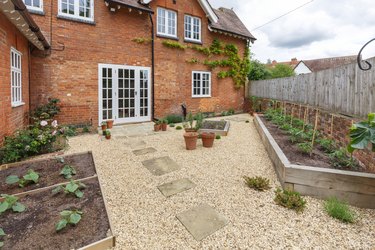 Garden terrace with french doors