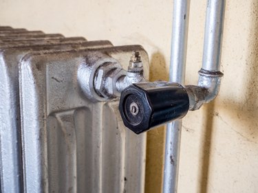 Old heating valve on a radiator