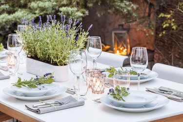 Festive laid table in the garden