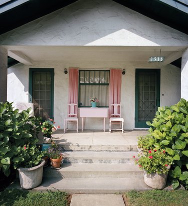 A unique green and pink house