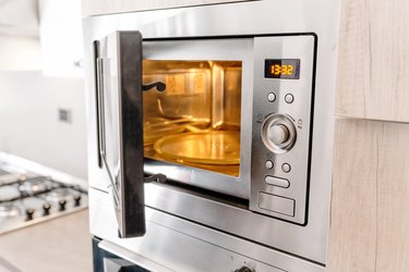 Modern kitchen microwave oven.