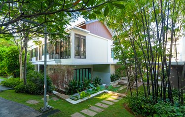 Modern gardening in bungalow house