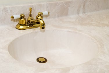 Cultured Marble Vanity With Gold Faucet