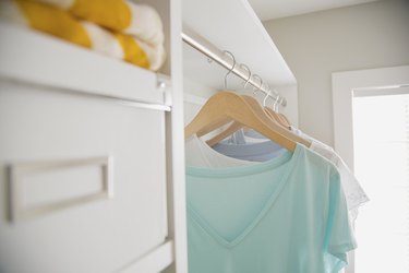 A working garment steamer helps get wrinkles out of clothing.