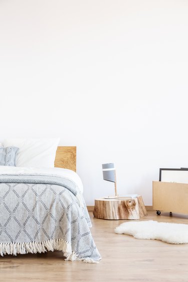 Bedroom with lamp.