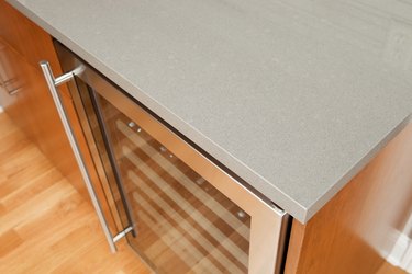 Solid Surface Kitchen Counter with Wine Cooler