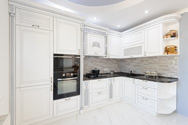 Luxury modern white colored kitchen interior