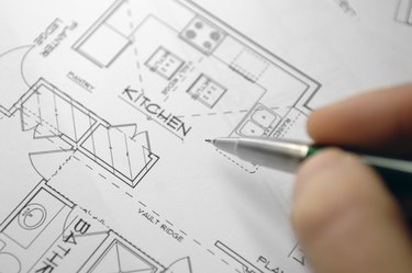 Architectural kitchen drawing .