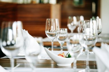 Close Up Shot Of Restaurant Table Setup