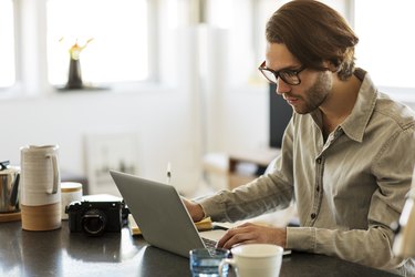 Man working on laptop