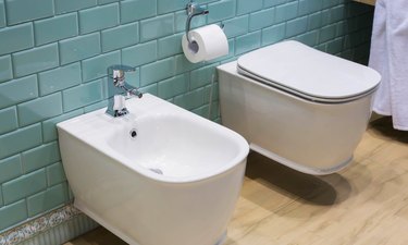 bathroom interior: toilet and bidet