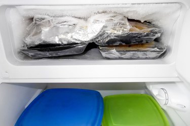 Full Ice Box in a Fridge Freezer