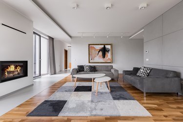 Villa living room with fireplace