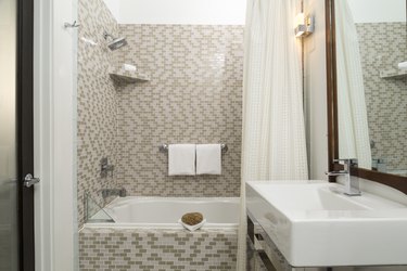 Modern Tiled Bathroom with Shower and Vanity