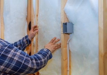 Work composed of mineral wool insulation in the wall heating insulation warm house,