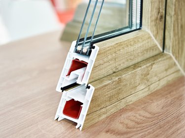 Insulated triple glazing cross section.